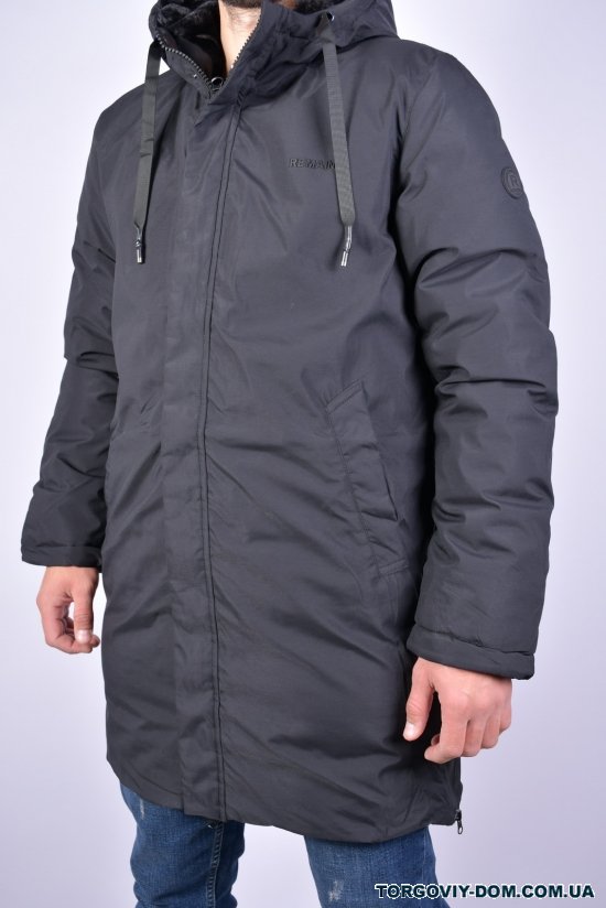 Пальто мужское зимнее цв.чёрный (наполнитель 100% полиэстер) "REMAIN" (Polyester 100%) Размеры в наличии : 44, 46, 48 арт.7728