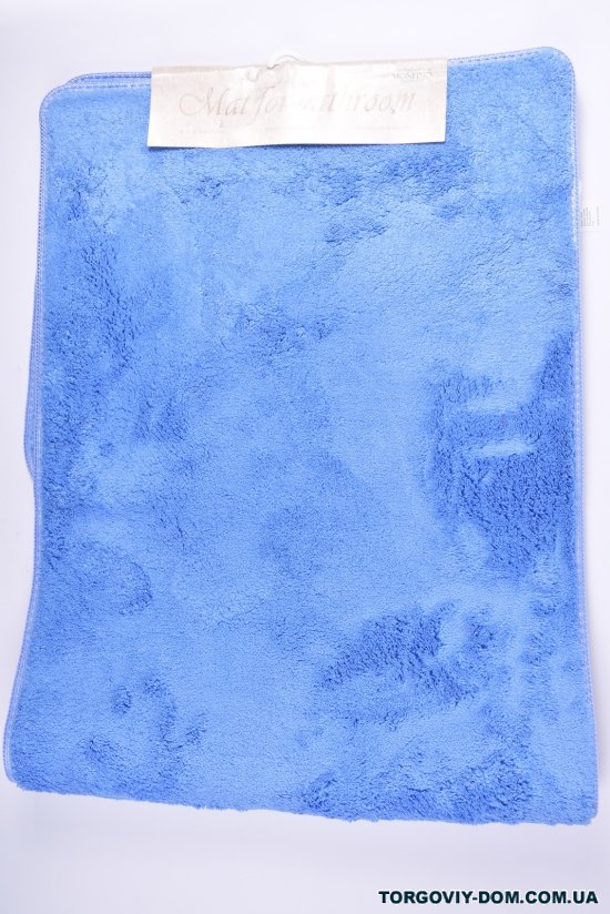 Коврик в ванную 2-ка (цв.голубой) "травка" размер 60/100 см "MONFINO" арт.MF5213/1