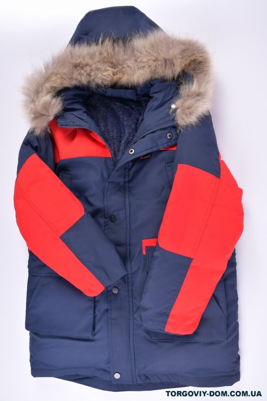 Куртка для мальчика зимняя (цв.т.синий) из плащевки с натуральной опушкой Рост в наличии : 164, 176 арт.2086