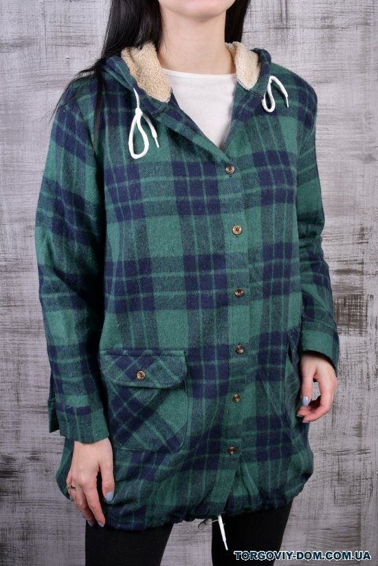 Рубашка-туника женская байковая (цв.зеленый) "MADOY" Размеры в наличии : 46, 48, 50, 52 арт.3039