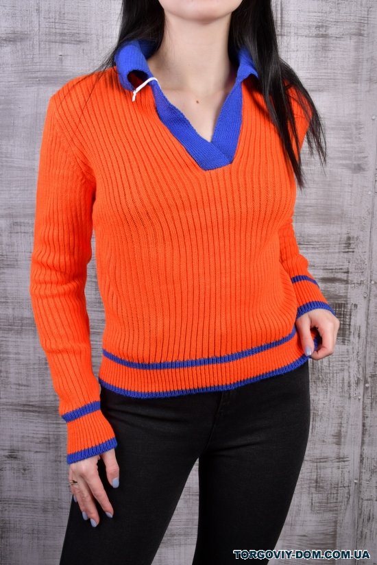 Джемпер женский вязанный (цв.оранжевый) размер 40-42 (over size) арт.2013