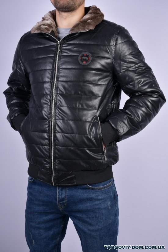 Куртка мужская (цв.черный) зимняя на меху (из экокожи) Размеры в наличии : 46, 48, 50, 52, 54 арт.5011