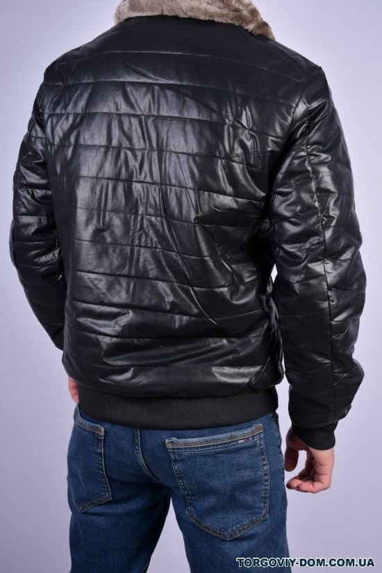 Куртка мужская (цв.черный) зимняя на меху (из экокожи) Размеры в наличии : 46, 48, 50, 52, 54 арт.5011