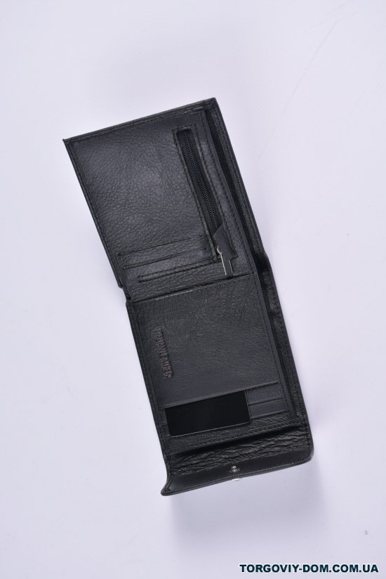 Кошелёк мужской кожаный (цв.чёрный) размер 12/10 см. арт.H155