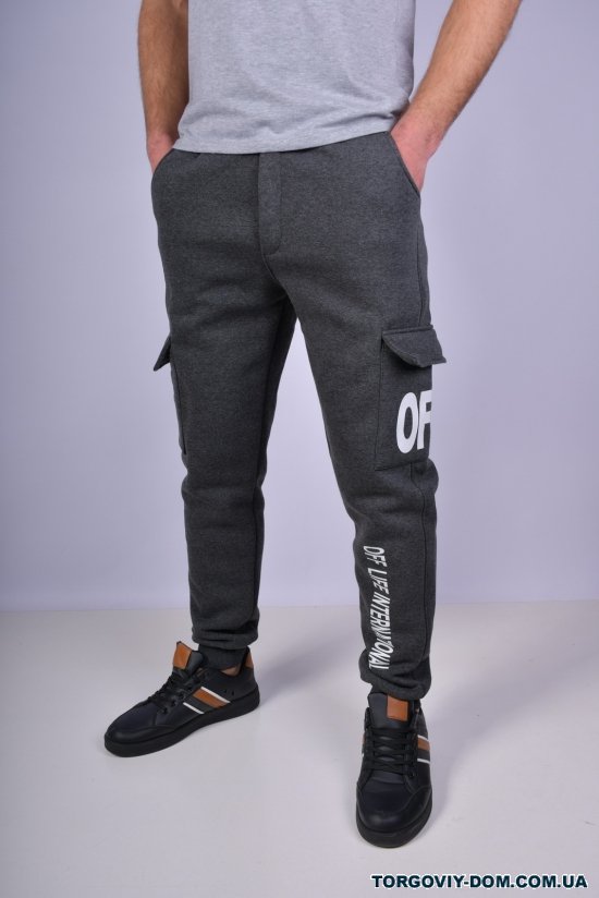 Чоловічі штани спортивні (кол. т. сірий) трикотажні на флісі "GLR" Розмір в наявності : 46 арт.1036