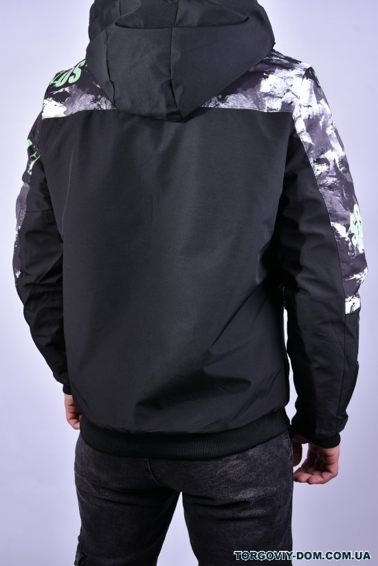 Куртка мужская демисезонная (цв.черный/салатовый) из плащевки "KDQ" (двухсторонняя) Размеры в наличии : 46, 48, 50, 52, 54 арт.EM23053