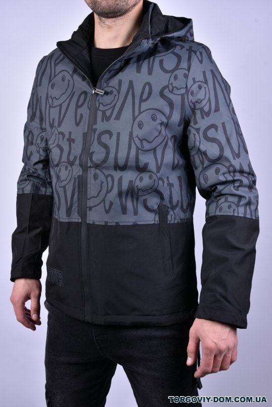Куртка мужская демисезонная (цв.черный/хаки) из плащевки "KDQ" Размеры в наличии : 44, 46, 48, 52 арт.EM88-91-2