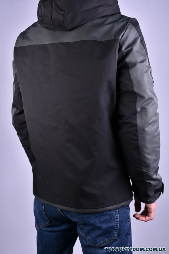 Куртка мужская из плащевки (цв.черный/серый) демисезонная"ATE" Размеры в наличии : 44, 46, 48, 50, 52 арт.2209