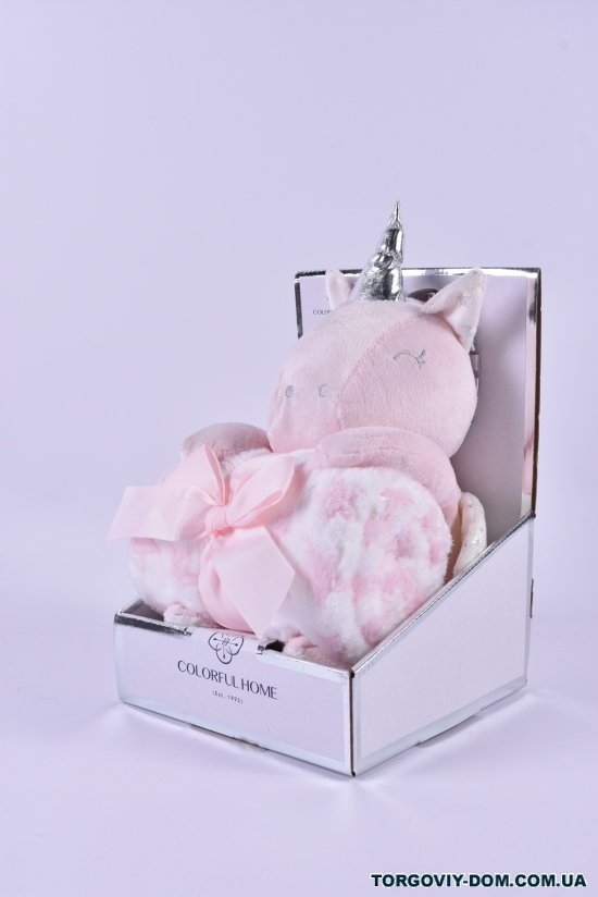 Комплект игрушка с пледом (цв.розовый) ткань микрофибра размер 100/80 см арт.CH-1114