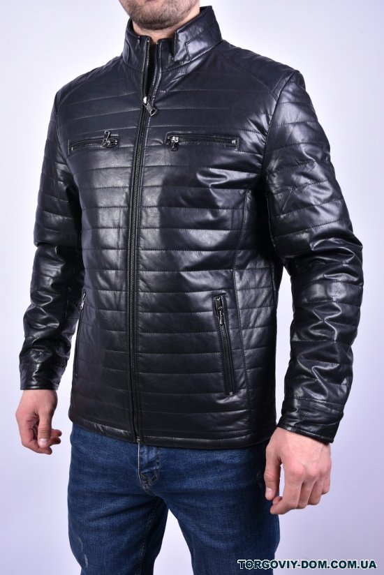 Куртка мужская (цв.черный) демисезонная из Экокожи Размеры в наличии : 48, 50, 52, 54, 56, 58 арт.602