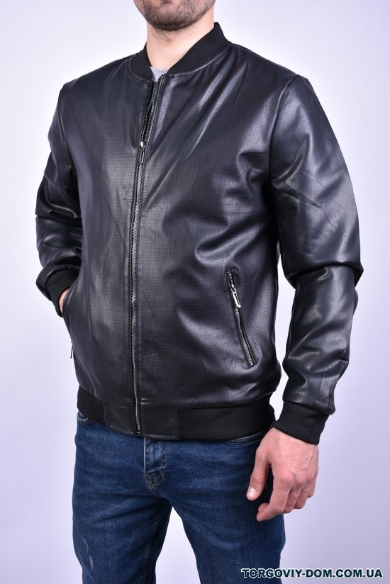 Куртка мужская (цв.черный) демисезонная из Экокожи Размеры в наличии : 46, 48, 50, 52, 54, 56 арт.8811