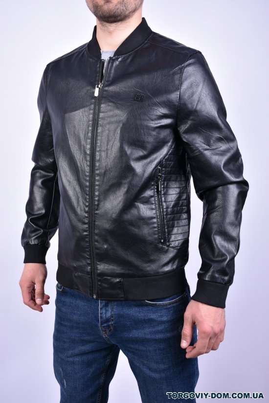 Куртка мужская (цв.черный) демисезонная из Экокожи Размеры в наличии : 44, 48 арт.1858