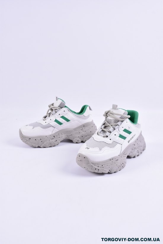 Кросівки жіночі (кол. білий/зелений) "Gukkcr" Розмір в наявності : 38 арт.RF0086
