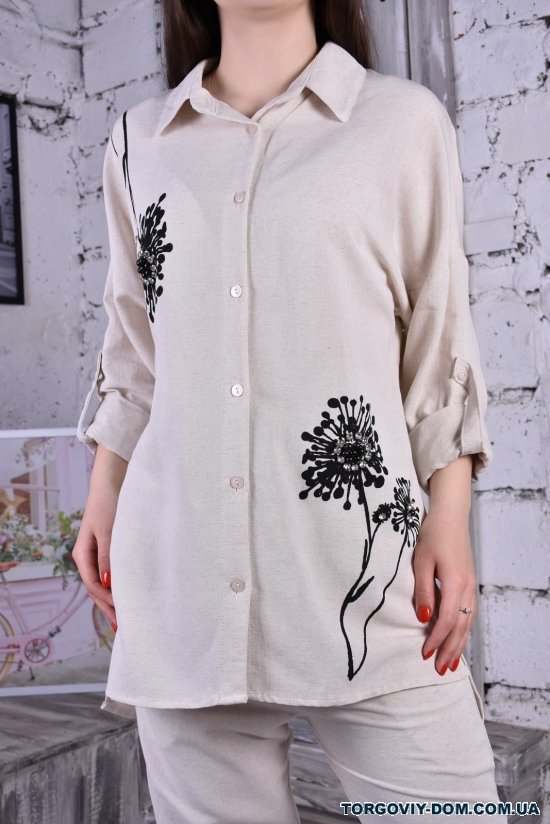 Рубашка-туника женская (цв.кремовый) ткань лен "BURRASCA" Размер в наличии : 44 арт.16735