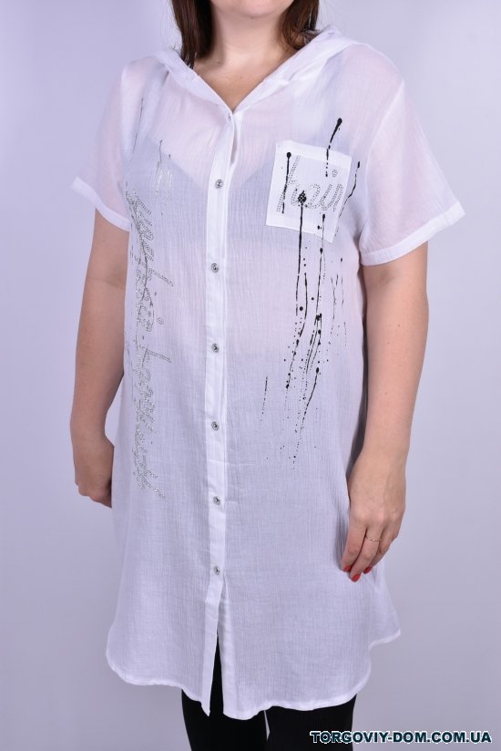 Рубашка-туника женская (цв.белый) стрейчевая" ANGORA" Размеры в наличии : 50, 52, 54 арт.9032