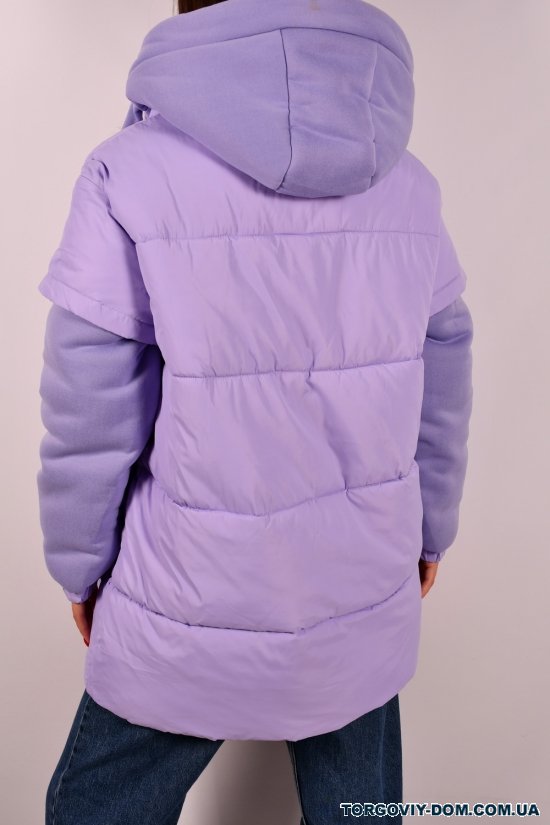 Куртка жіноча (кол. бузковий) зимова з плащової тканини Розмір в наявності : 52 арт.72
