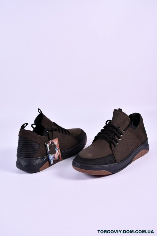 Кросівки чоловічі (кол. хакі) з натуральної шкіри на хутрі (нубук) "Dan Shoes" Розміри в наявності : 40, 41, 43, 45 арт.2030/2ф