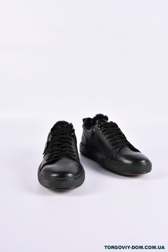 Кроссовки мужские (цв.чёрный) из натуральной кожи на меху "Dan Shoes" Размеры в наличии : 40, 41, 42 арт.2090/1