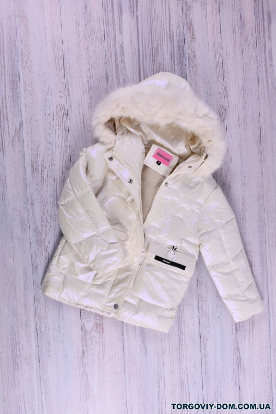Куртка для дівчинки (кол. молочний) з плащової тканини зимова Зріст в наявності : 104 арт.133