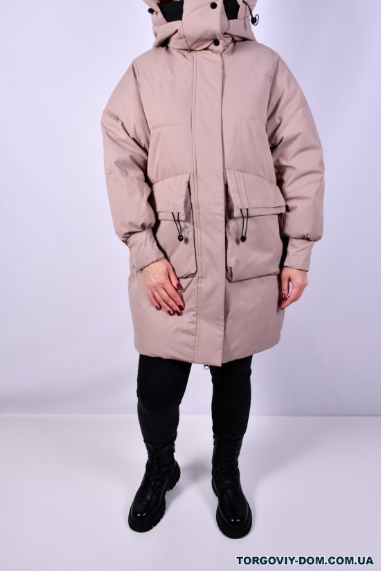 Пальто жіноче (кол. капучино) зимові модель OVER SIZE Розміри в наявності : 46, 48, 52 арт.22612