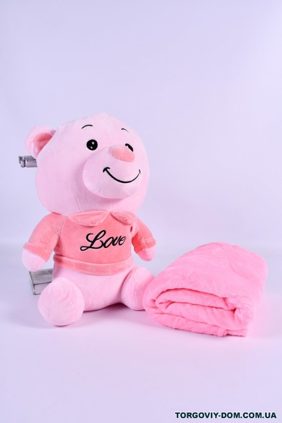 Комплект игрушка с простынью (цв.розовый) размер пледа 170/100 см.(вес 980гр.) арт.5647