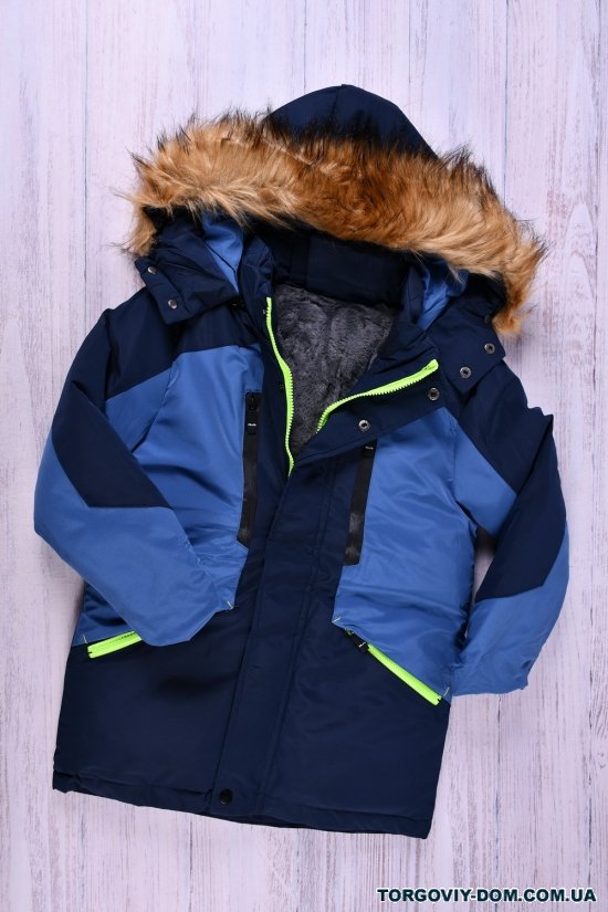 Куртка для хлопчика (кол. т. синій) з плащової тканини зимова на хутрі (натуральний хутрян Зріст в наявності : 128, 134, 140, 146, 152 арт.131