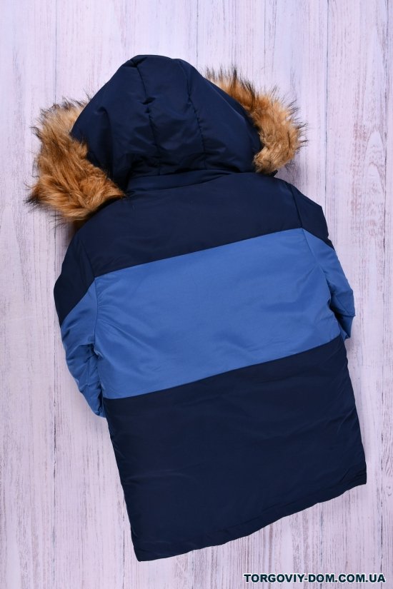 Куртка для мальчика (цв.т.синий) из плащевки зимняя на меху (натуральный меховый воротник) Рост в наличии : 128, 134, 140, 146, 152 арт.131