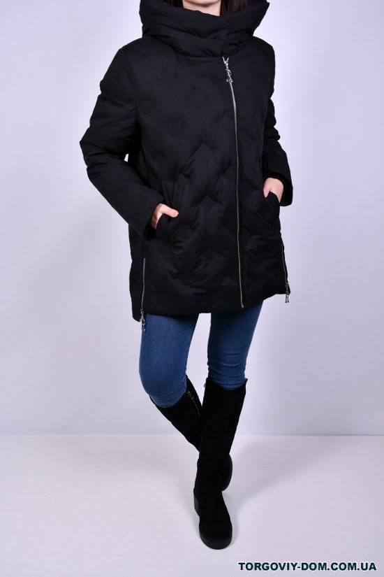 Куртка женская (цв.черный) зимняя из плащевки "ROMATIC" Размер в наличии : 56 арт.813
