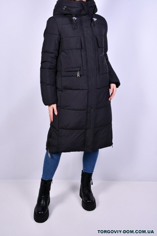 Жіноче пальто (цв. чорний) з зимової плащової тканини. Розміри в наявності : 48, 50, 52 арт.3009