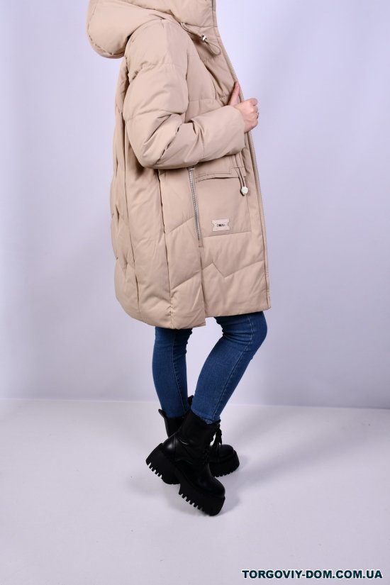 Жіноче пальто (кол. кремовий) з плащової тканини зимове Розмір в наявності : 44 арт.3018