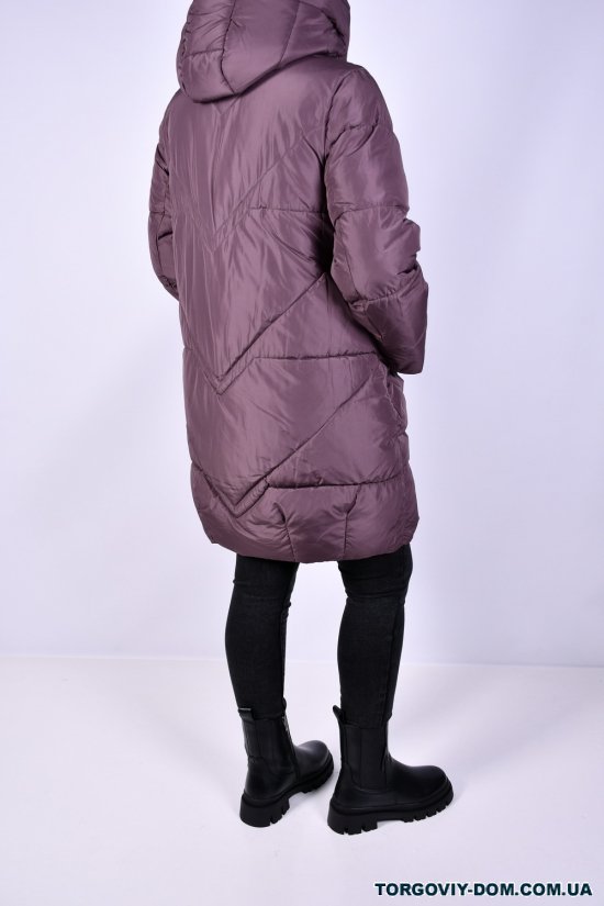 Пальто жіноче зимове (цв. фіолетовий) з плащової тканини "QIANZHIDU" Розміри в наявності : 48, 50, 52, 54, 56 арт.M911018