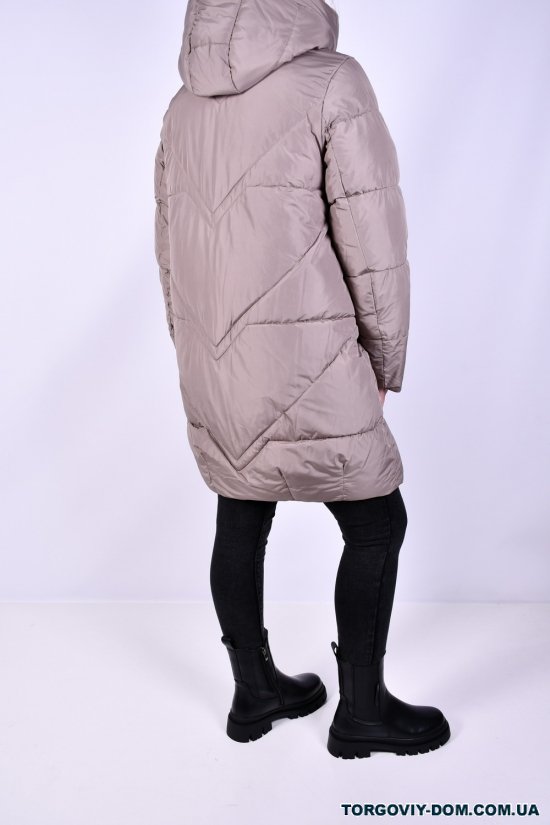 Пальто жіноче зимове (кол. кремовий) з плащової тканини "QIANZHIDU" Розмір в наявності : 48 арт.M911018