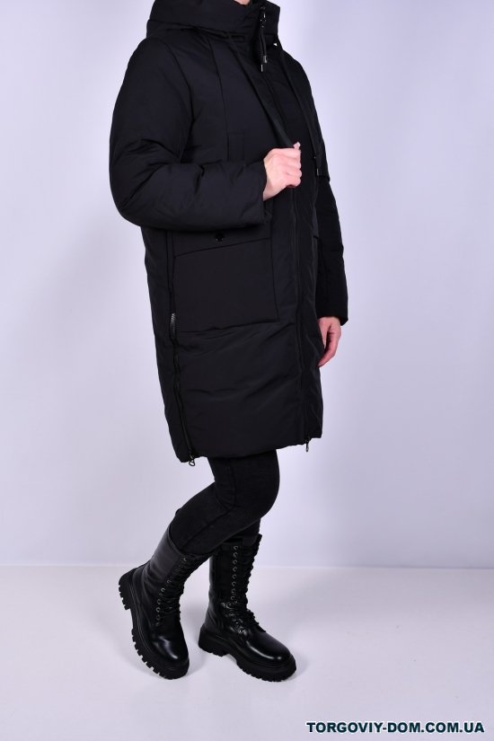Пальто жіноче зимове (кол. чорний) з плащової тканини. Розміри в наявності : 52, 54, 56 арт.M925001