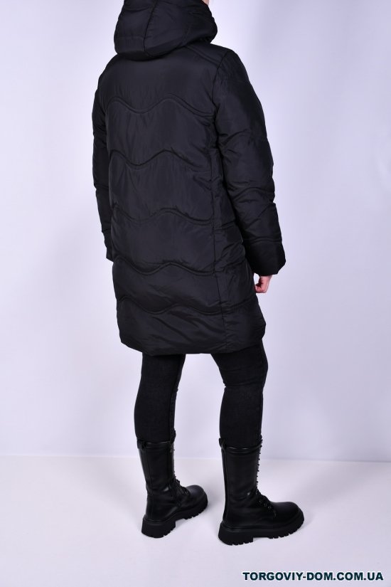 Пальто жіноче зимове (кол. чорний) з плащової тканини. Розмір в наявності : 50 арт.M911008