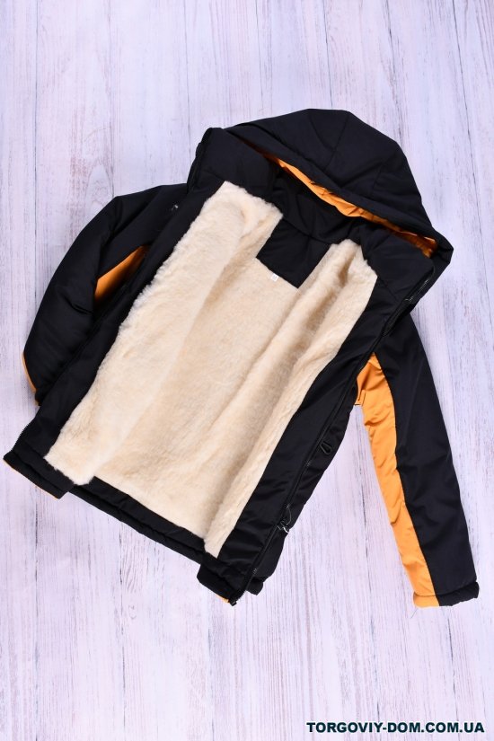 Куртка для мальчика зимняя(цв.черный/горчичный) на меху Рост в наличии : 128, 146 арт.01/