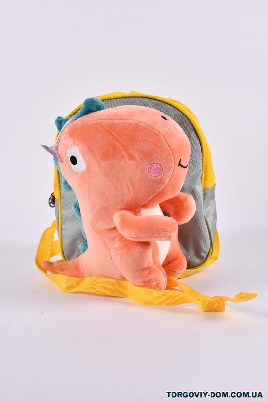 Рюкзак іграшка з плащової тканини (кол. сірий/рожевий) розмір 24/19/7 см. арт.0617-9