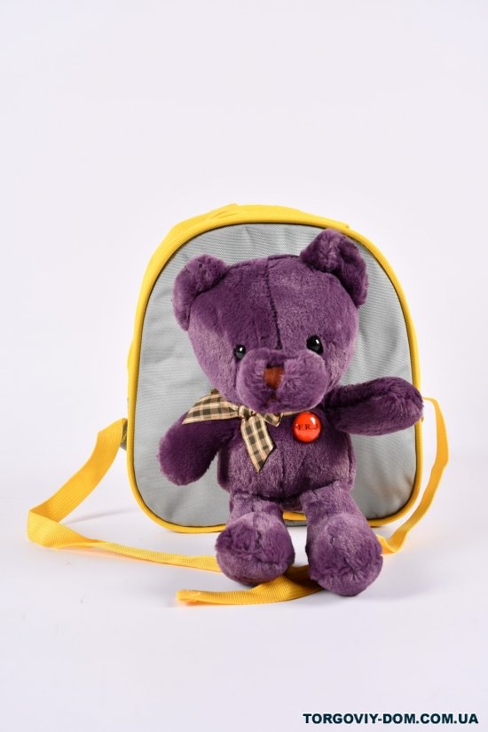 Рюкзак+игрушка из плащевки (цв.серый/фиолетовый) размер 22/19/7 см. арт.0617-2