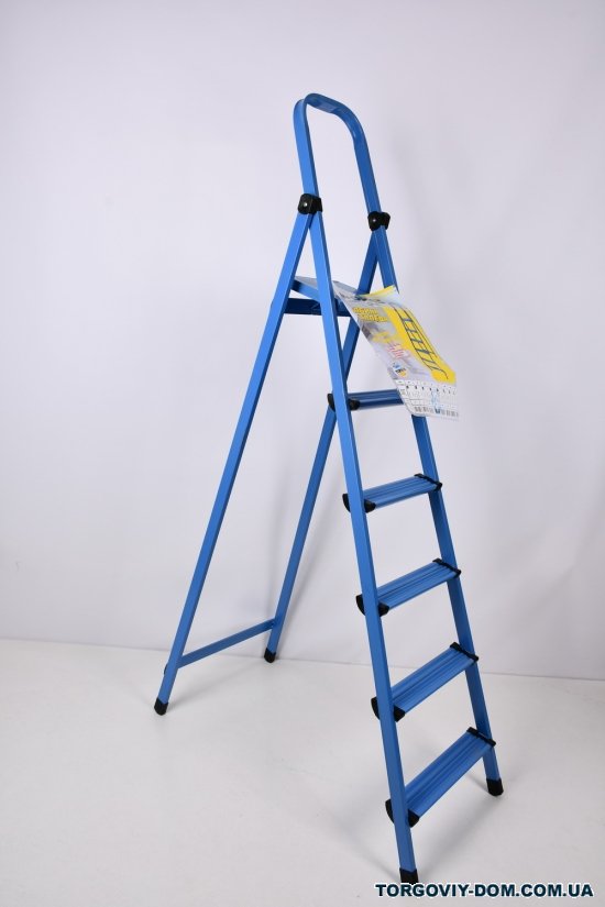 Стремянка металлическая синяя WORK`S 6 ступенек3,5м. вага 7 кг. арт.406