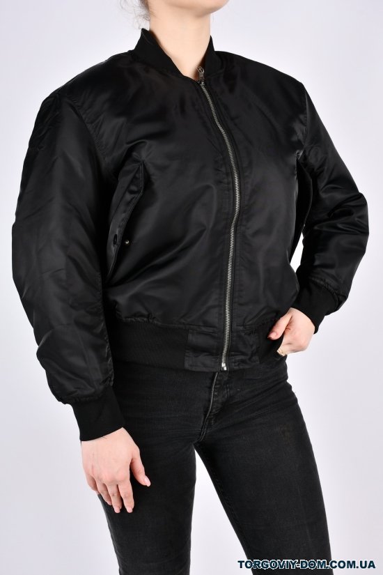 Куртка жіноча демісезонна (кол. чорний) з плащової тканини (модель BOMBER) Розміри в наявності : 42, 44, 48 арт.9244