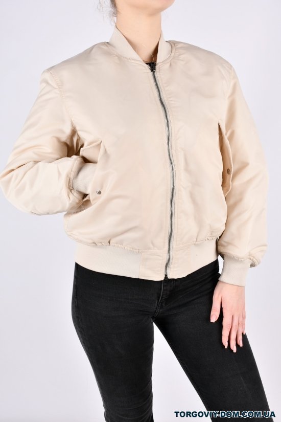 Куртка жіноча демісезонна (кол. кремовий) з плащової тканини (модель BOMBER) Розміри в наявності : 42, 46, 48 арт.9244