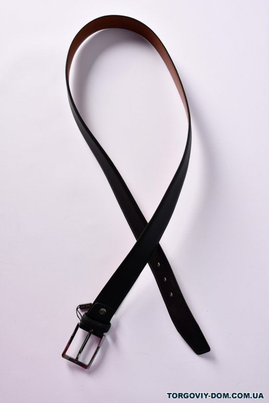Ремень мужской кожаный (цв.черный) ширина ~40мм "ALON " арт.E402007