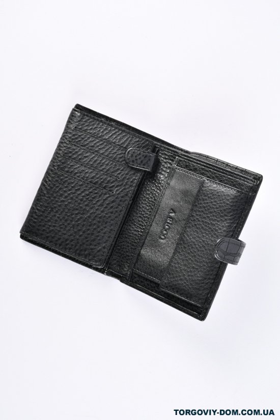 Портмоне мужской кожаный (color.black) размер 14/10 см. "ALFA RICCO" арт.AR3240/KC