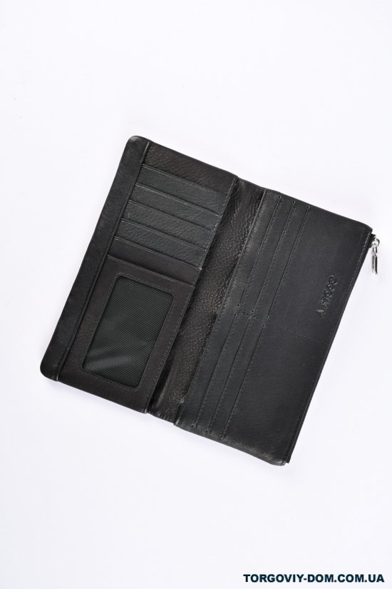 Кошелёк зажим мужской кожаный (color.black) размер 18.5/9 см. "ALFA RICCO" арт.AR2029/NC