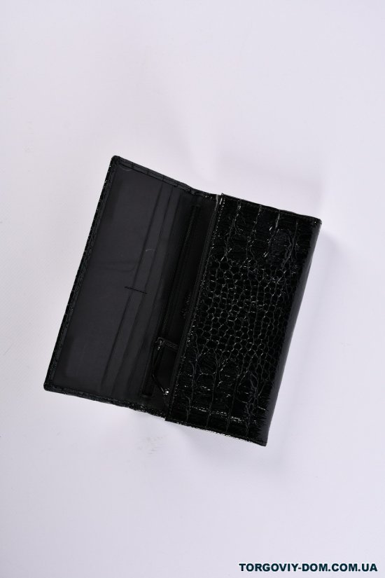 Кошелёк женский кожаный лаковый (color.black) размер 19/9 см. Alfa Ricco арт.AR2004/WE