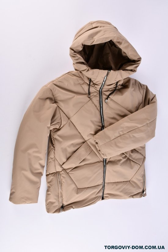 Куртка жіноча (кол. капучино) з плащової тканини демісезонна "Saint Wish" Розміри в наявності : 50, 54 арт.7035