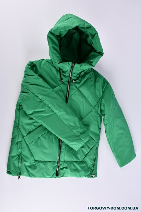 Куртка женская (цв.зеленый) из плащевки демисезонная "Saint Wish" Размер в наличии : 56 арт.7035