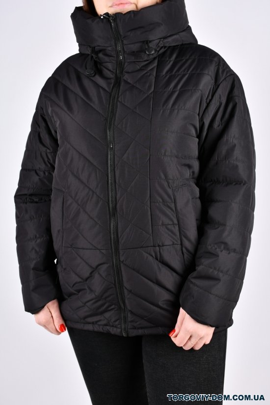 Куртка женская (цв.черный) из плащевки демисезонная "Saint Wish" Размеры в наличии : 52, 54, 56 арт.7031