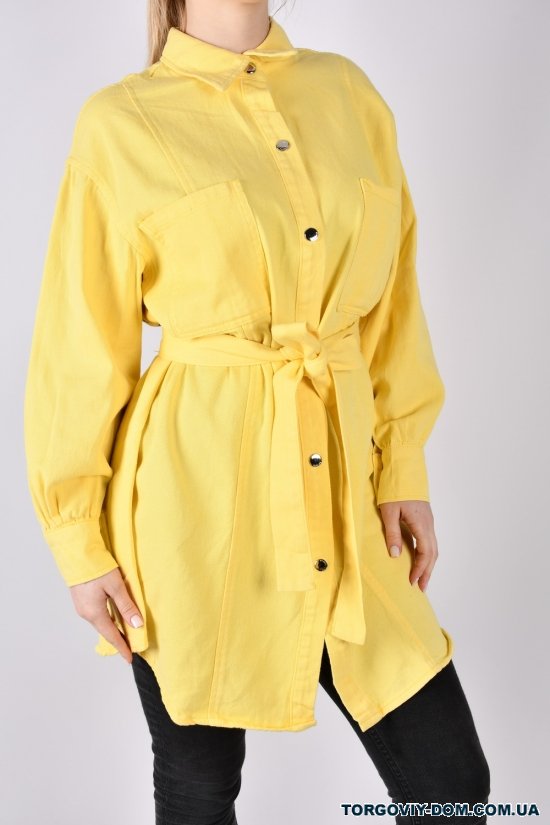 Рубашка-туника женская (цв.жёлтый) "QIANZHIDU" Размеры в наличии : 44, 46, 48 арт.EC103001