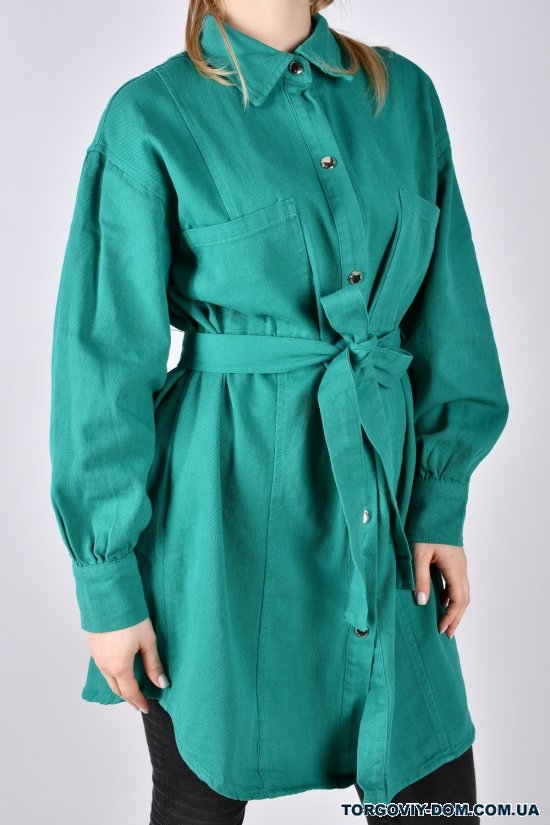 Рубашка-туника женская (цв.зелёный) "QIANZHIDU" Размеры в наличии : 44, 46, 48 арт.EC103001