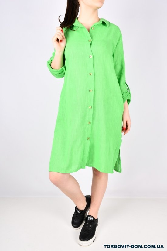 Платье женское (цв.зеленый) ткань лён "LIVE STYLE" Размеры в наличии : 40, 42, 44, 46, 48 арт.1063